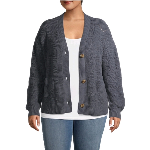 Terra & Sky stitch button Cardigan Plus size 2X - Picture 3 of 4